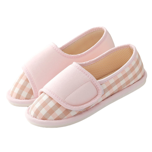 Kvinnors mjuksulor tofflor väska-klack hemmaskor platt golv skor Rutig grå 36-37 Pink plaid 40-41