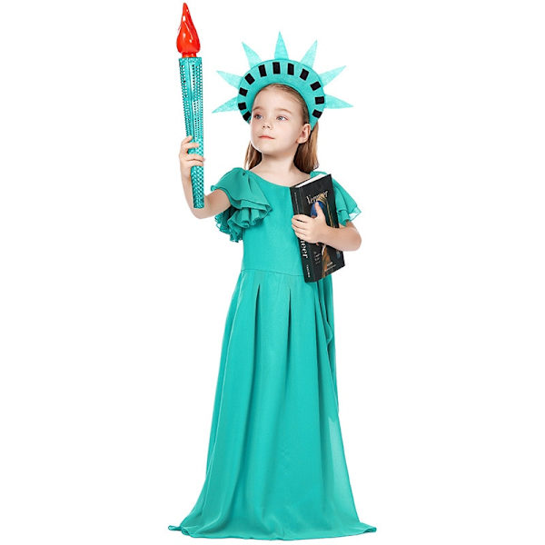 flicka Frihetsgudinnan cosplay halloween kostym S M