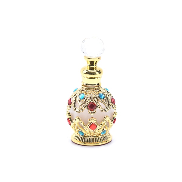 1X vintage metall parfymflaska arabisk stil tom påfyllningsbar Guld 15ml