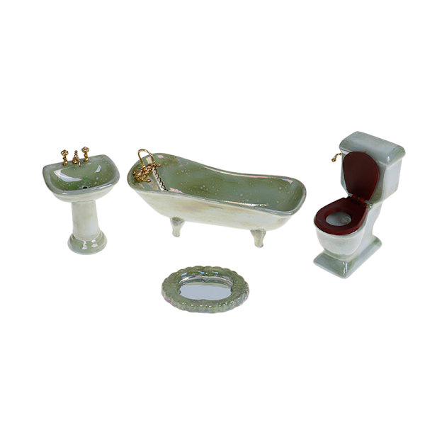 Dockhus miniatyr grönt porslin set