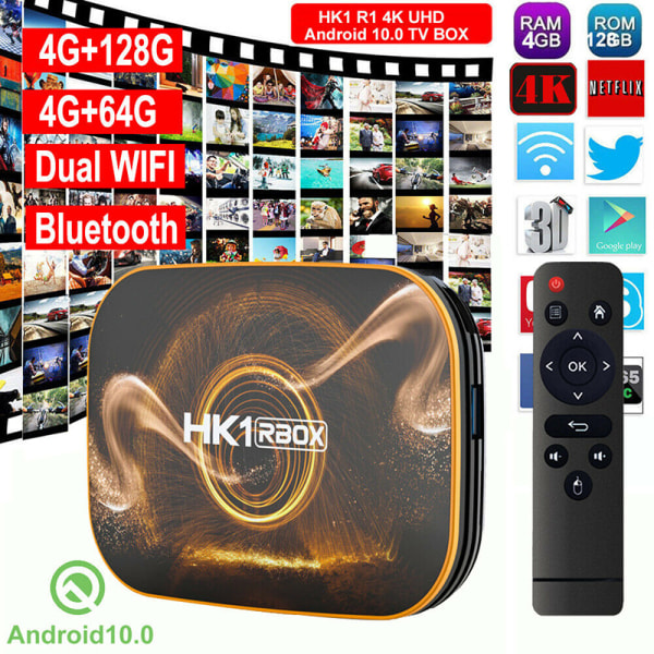 HK1 RBOX R1 Smart TV Box Android10.0 4+64/128GB WiFi TV Set Top 4G+32G EU