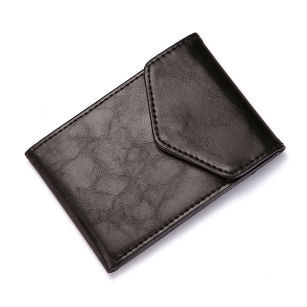 Mode RFID-plånbok Mini PU-lädermynt Plånbok Korthållare Svart Black