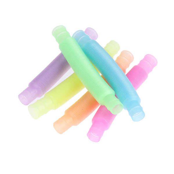 5 st Sensoriska Självlysande Pop Tube Fidget Leksak Stressreducerande Multifärgad