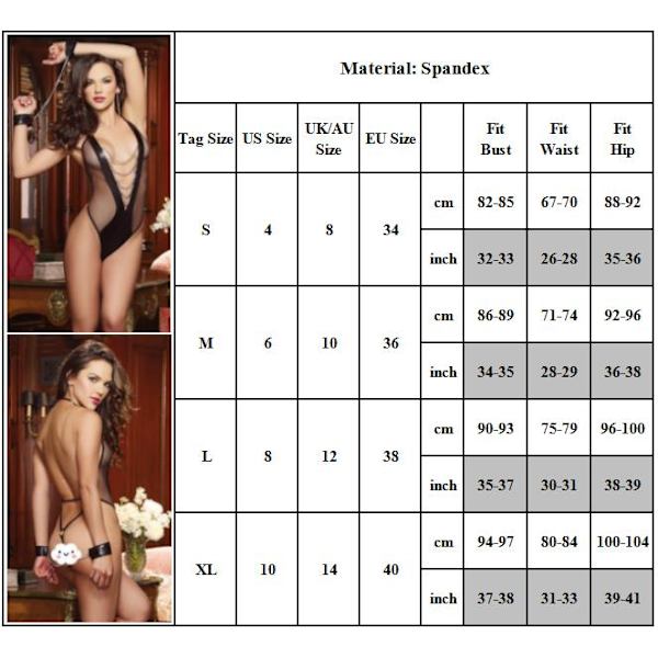 Dam Sexiga Mesh Underkläder Body Erotiska Underkläder Nattkläder Svart XL M