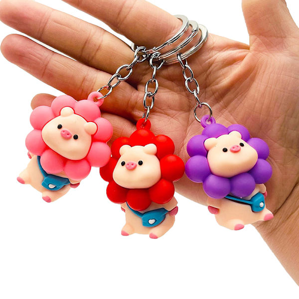PVC Mjuklim Nytt e Sunflower Piglet Nyckelring Kvinna Bag Key White Red
