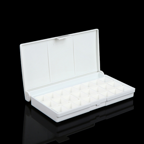 12/24Grid Akvarell Palett Tom Palett Paint Tray Box + 12/ Vit 24st 24Pcs