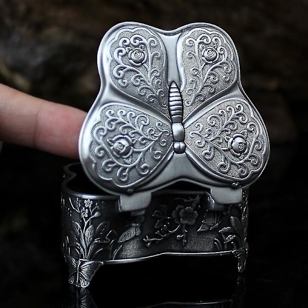 Förvaringsbox för smycken i metall Butterfly antik smyckeförvaringsbox