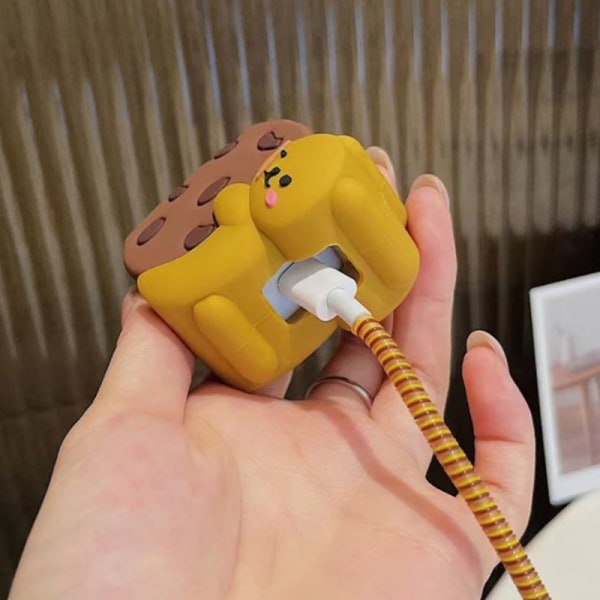 e Cookies Bear 3D Silikon USB -kabelskydd Mjukt case