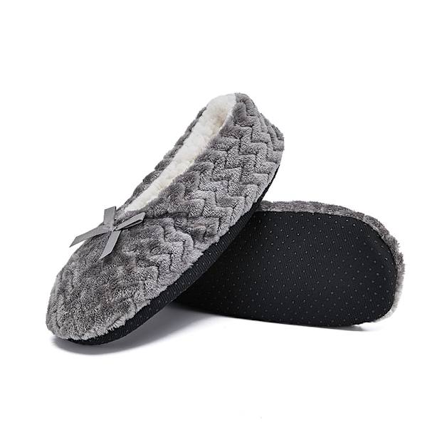 Kvinnor flanell plysch halkfria tofflor förtjockade inomhus hemmaskor Mörkgrå 36/38 Dark gray