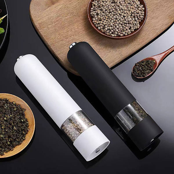Elektriska saltpepparkvarnar Automatisk Gravity Örtkryddkvarn Vit Red