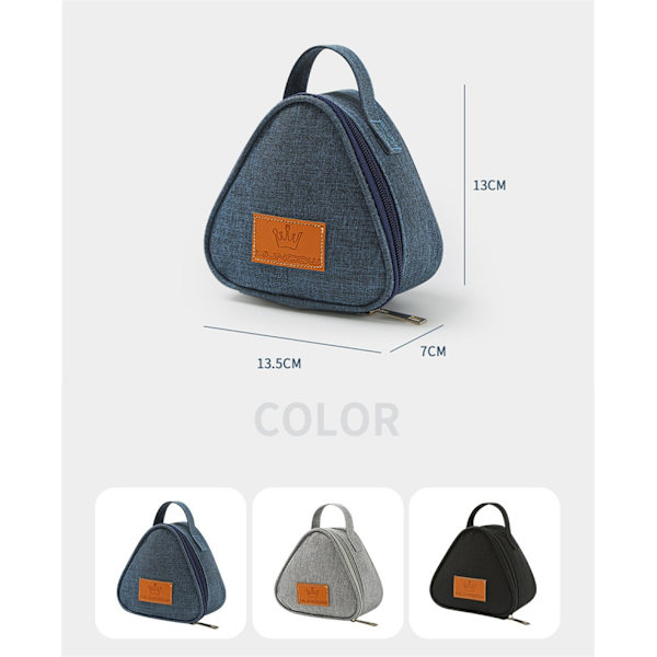 Isolering Thermal Små triangulära Rice Ball Lunchbox Väskor marinblå 13,5*7*13cm gray