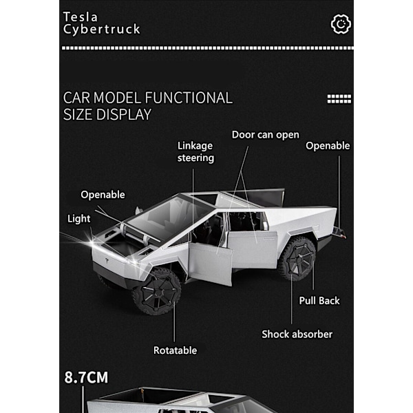 Pickup Legering Bilmodell Diecasts Metallleksaker svart 23*8,5*8,7cm gray
