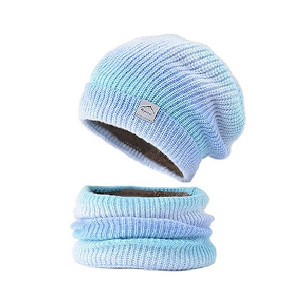 Winter Warm Scarf Hat Set Sticka Gradient Tie Dye orange blue