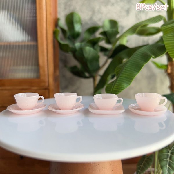 1Set Dockhus Miniatyr Tekopp Fat Kaffekopp Modell Gul Pink