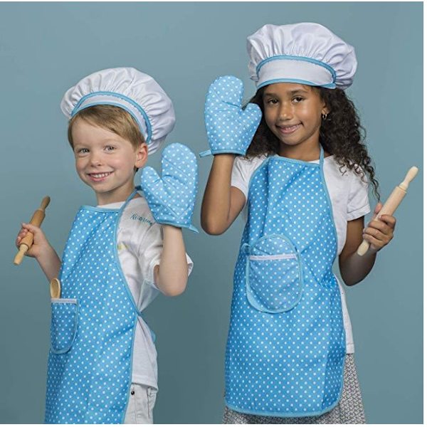 11:a Små flickor Förkläde Barn Matlagning Bakning Set Rollspel rosa blue