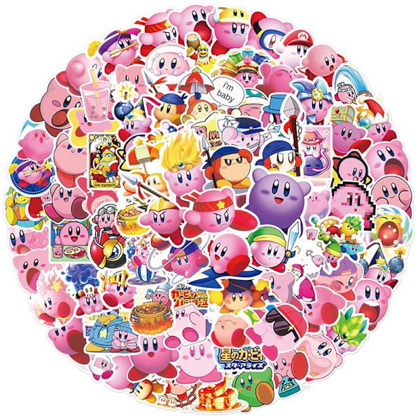 100 st Cartoon Kirby Stickers Gitarr vattentäta dekaler