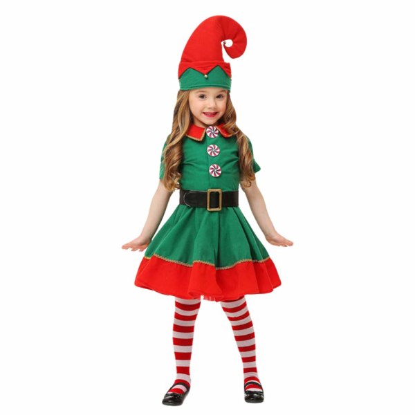 Jul Kostym Xmas Elf Outfit Jul Fancy Dress Hat girls 150 girls 140