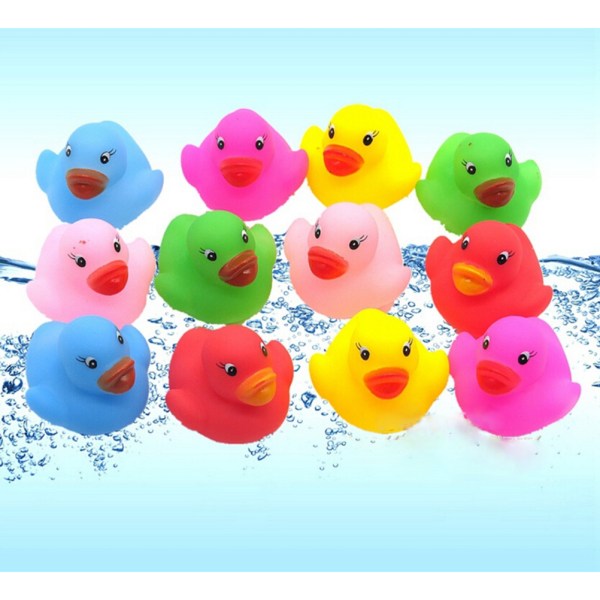 12 st färgglada baby e Rubber Squeaky Duck D 0 0