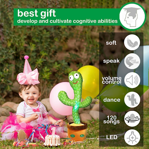 Dancing Cactus Toy Sing+Repeat+Dancing+Recording+LED