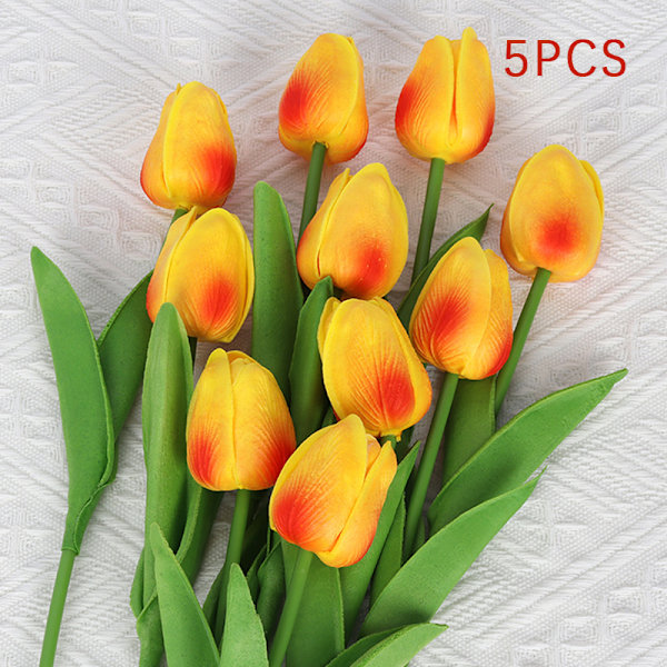 5 st Tulip PU konstgjord blomma Real Touch Bukett B E