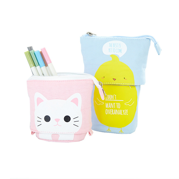 Söt enkel multifunktionell pennhållare case canvas case Cafe Cat 504
