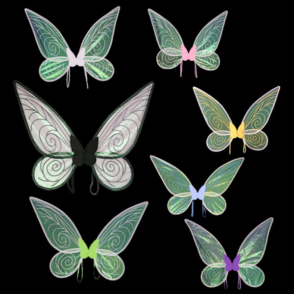 Fairy Elf Princess Angel Wings För Kvinnor Flickor Party Kostymer Yellow Black