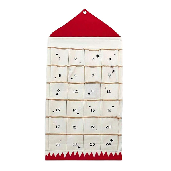 Tyg multifunktionell adventskalender för jul med 24 red red