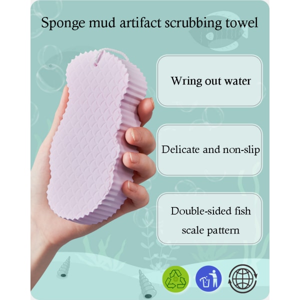 Exfoliant Body Scrubb Bath Mjuk Skrubbsvamp grå 13,5*6,7*2,6cm pink