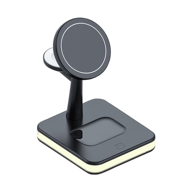 Magnetisk trådlös laddare för iPhone 12+ vit 3in1 black