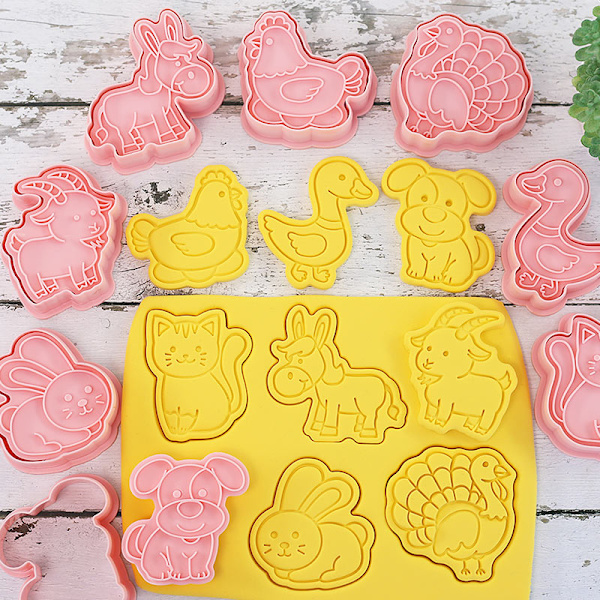 8st Form Cookie ters Stämpel Press Bakverktyg