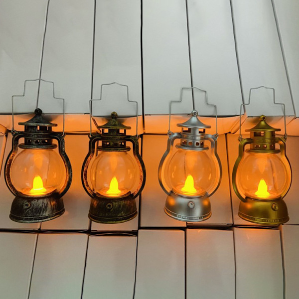 Retro Oljelampa Halloween Dekorativ Led Small Home Party Lykta Silver one size