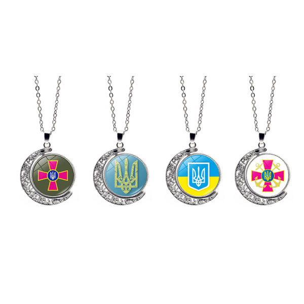 Ukraina flagga Halsband Dubbelsidig Rotation Moon Pendant Ukrain A11 A11