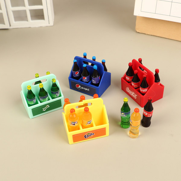 1Set Dockhus Miniatyr Cola Soda Sprite Flaskor Modle Kök A1 A4
