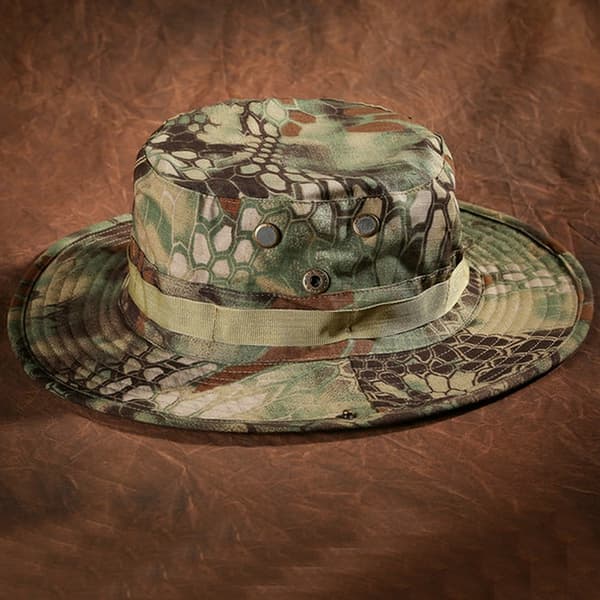 Camouflage Hat Tactical Bucket Hats Sommar Jakt Vandring Outdo python grön en one size