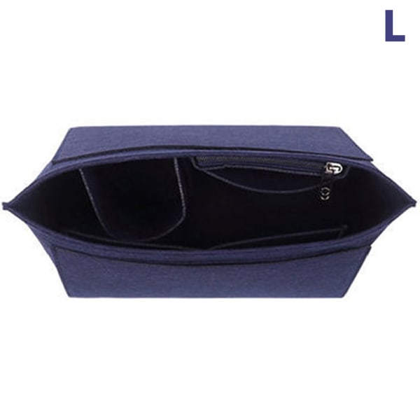 Bärbar insättningsväska för kvinnor Handväska i filttyg Handväska Organizer B Grey M Dark blue L