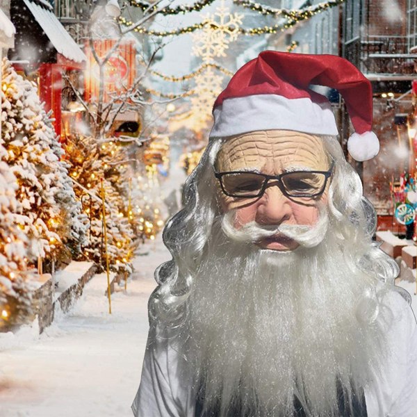 Mjuk Tomte Vuxen My Old Man Christmas Holiday Rolig Latex Mask Tomte med glasögon Santa with glasses