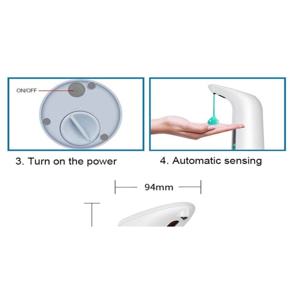 Automatisk tvålautomat Kontaktlös sensor Smart Sensing Foam vit 70*94*188mm white