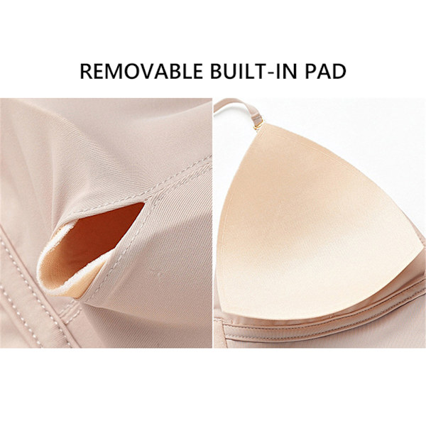 Sexig rygglös BH Bekväma Ice Silk Underkläder Skin-M White-S