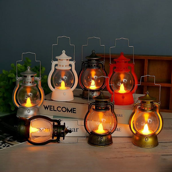 Retro Oljelampa Halloween Dekorativ Led Small Home Party Lykta Silver one size