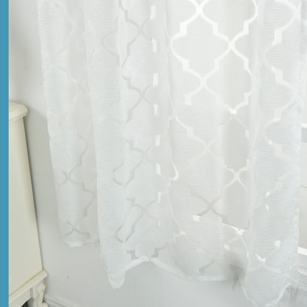 2 st skir gardin curling med moderna solida marockanska ränder för bröllop i vardagsrummet i sovrummet, storlek: 100x200cm, vit
