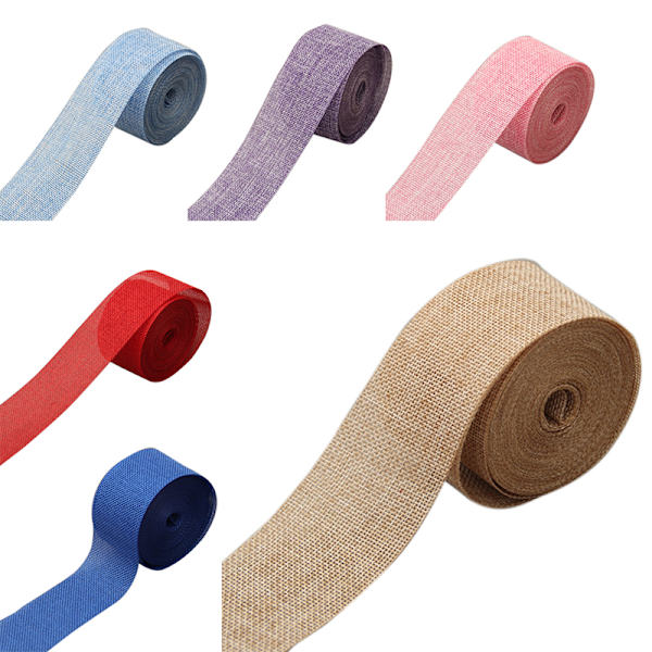 Naturlig jute Burlap Ribbon Jute Tyg Roll Hessian Ribbon Trims Tejp khaki brown