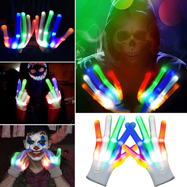 LED Luminous Gloves Lysande blinkande handskar Blå Multicolor