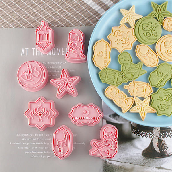 6/8 st/ Set Eid Mubarak Tecknad Cookie ters DIY Plast Ramadan E B