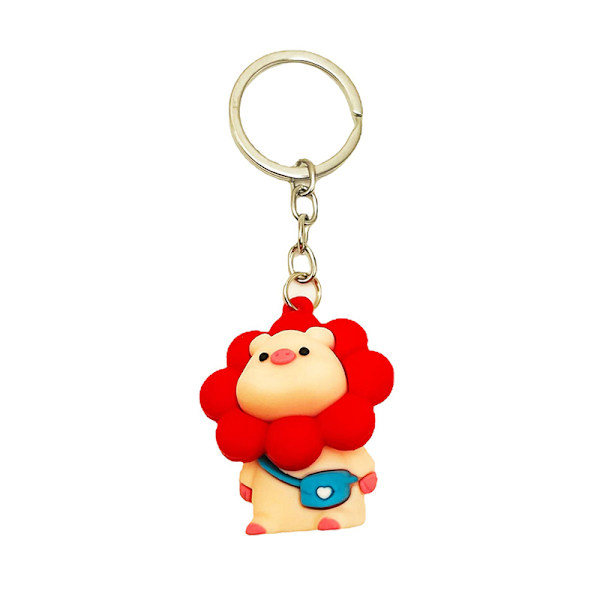 PVC Mjuklim Nytt e Sunflower Piglet Nyckelring Kvinna Bag Key White Red