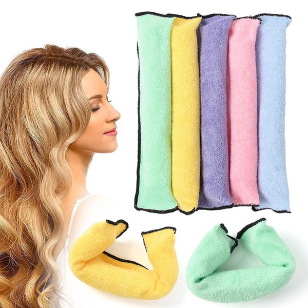 6 Styck Värmelös Curling Rod Lint Curling Ribbon Hårrullar Lila