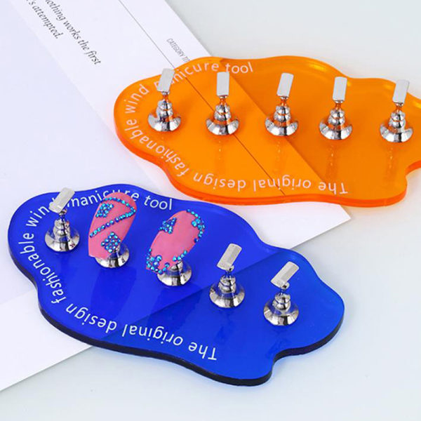 5 st magnetiska nagelhållare praxis display stativ Nail Art Tool Blå