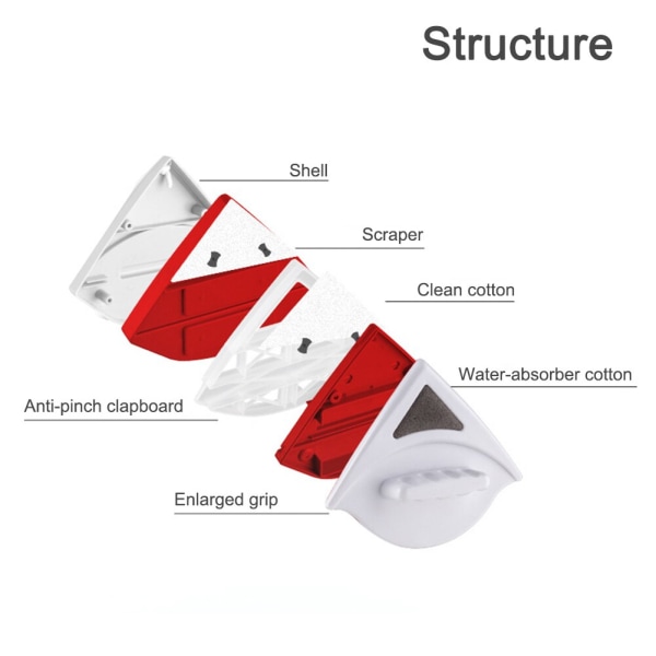 Magnetisk glasborste för rengöring av fönster himmelsblå 5-12MM red 15-24MM