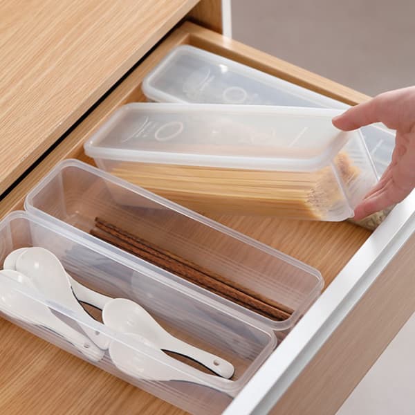 1 st rektangulär förseglad pasta spagettibox Kylskåpsförvaring Blå Gray