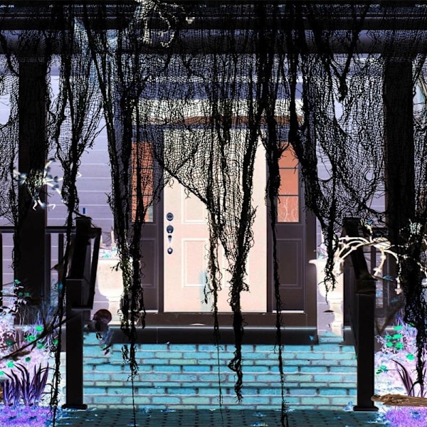 Halloween Skrämmande Fest Scen Prop Skräck Hus Svart Garn svart 200*76cm