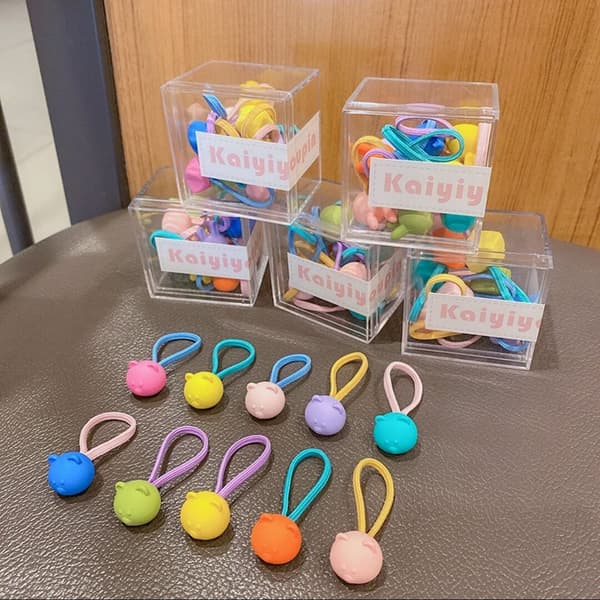 Baby Hår Tie Gummiband Hög elastisk hårrep Barnhår Accessoarer Flickor Huvudbonader Bear 10 Boxes